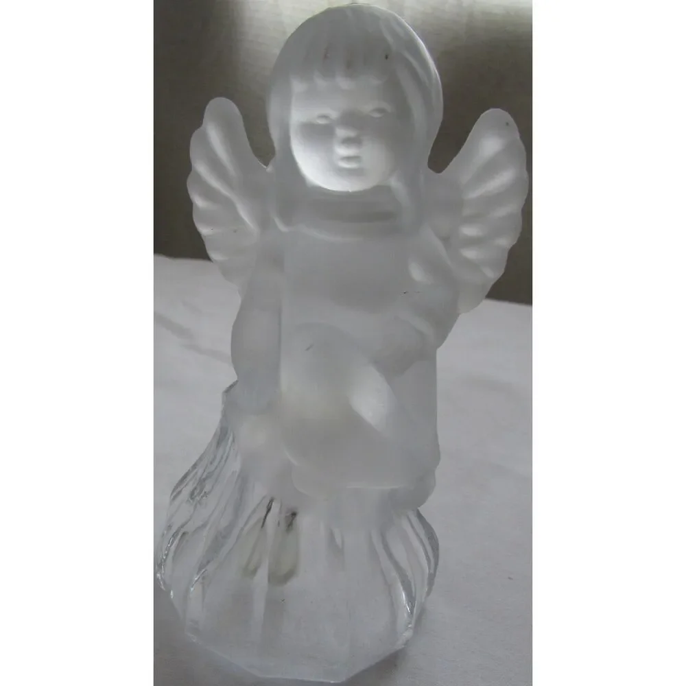 Frosted Angel bell clear glass church Christmas